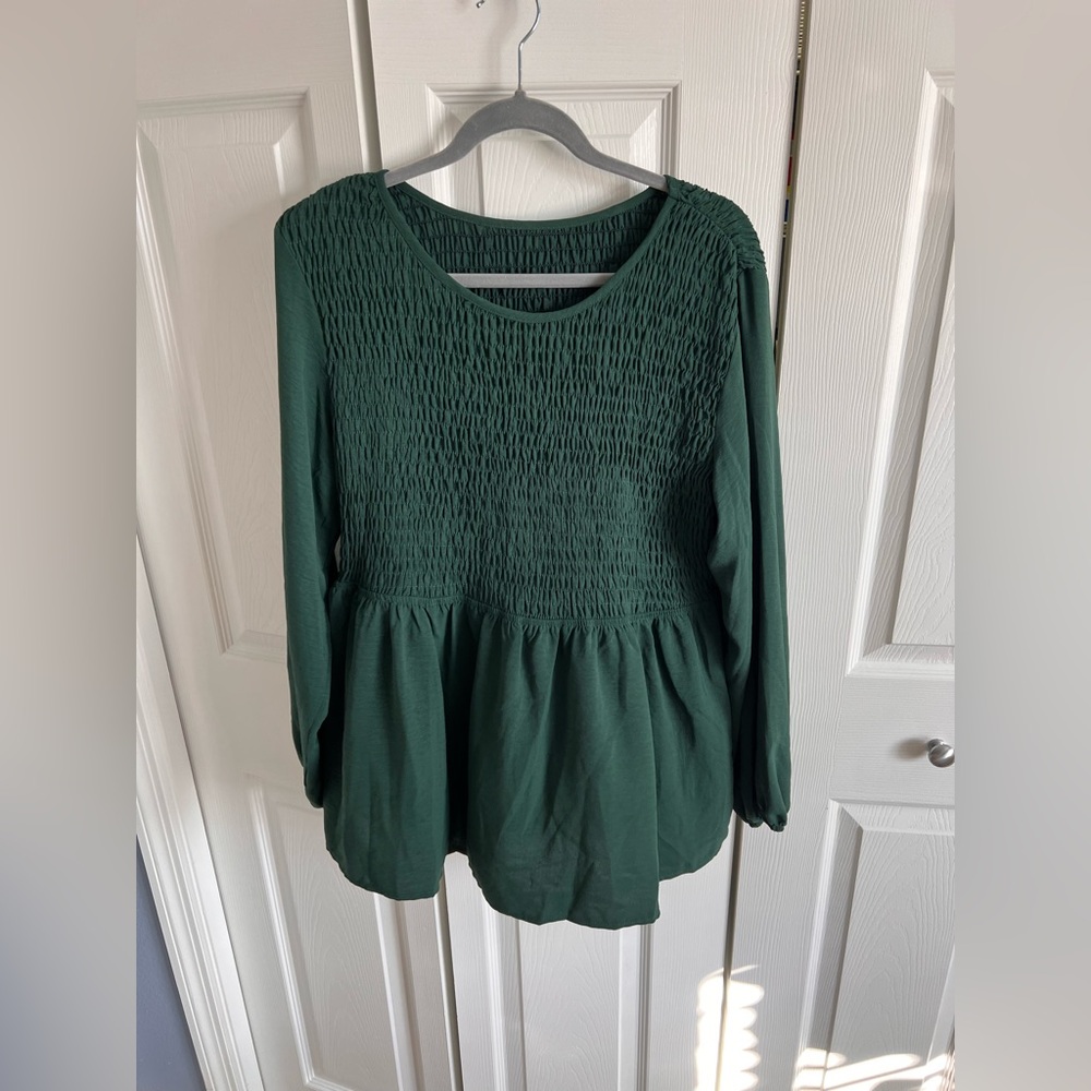 Elegant Green Smocked Women's Top
